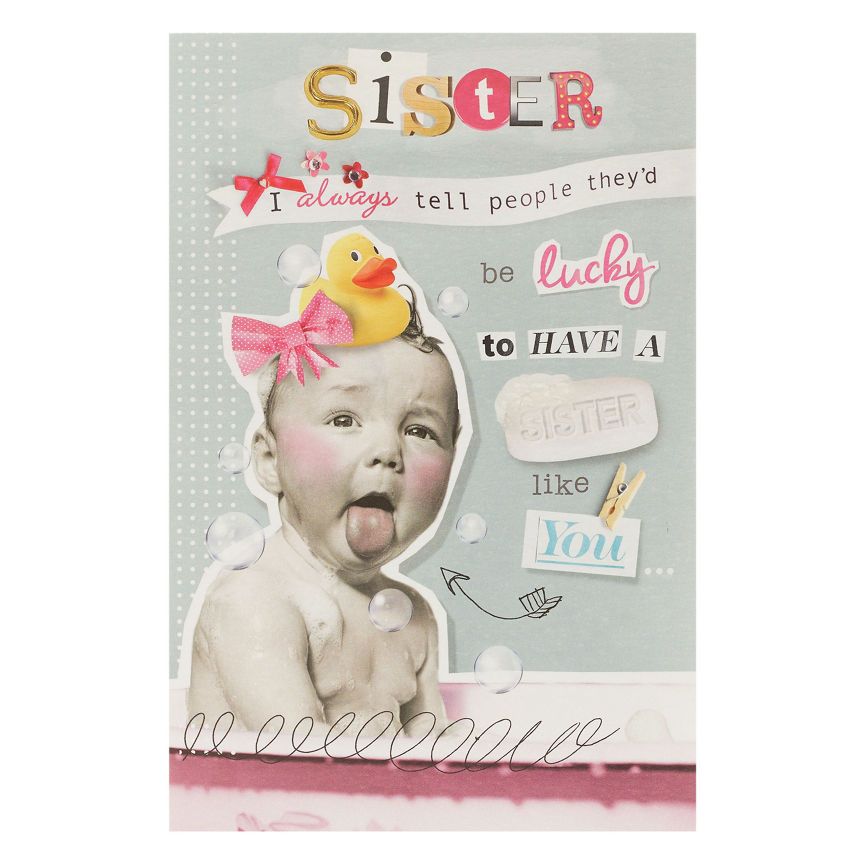 Hanson White Vintage Humourous Sister Birthday Card General Household ASDA   