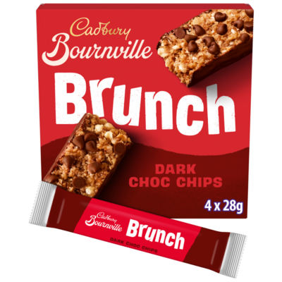 ASDA Cadbury Bournville Brunch Oats Dark Chocolate Chip Cereal Bars 4 Pack Multipack 112g (4 x 28g)- Buy online at McGrocer