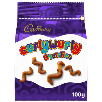 Cadbury Curly Wurly Squirlies chocolate bag 100g, UK version