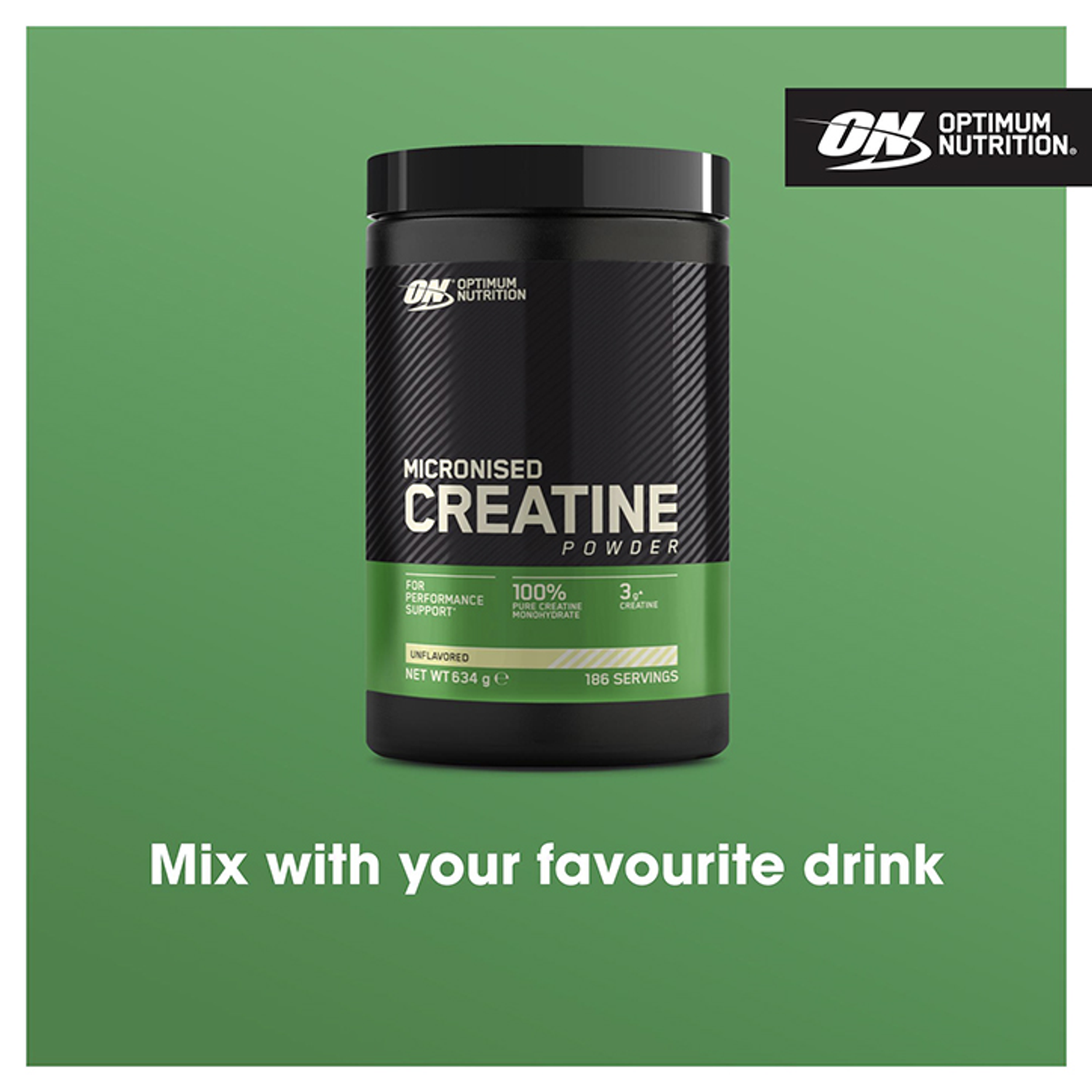 Optimum Nutrition Micronised Creatine Monohydrate unflavoured powder 634g, imported from the UK