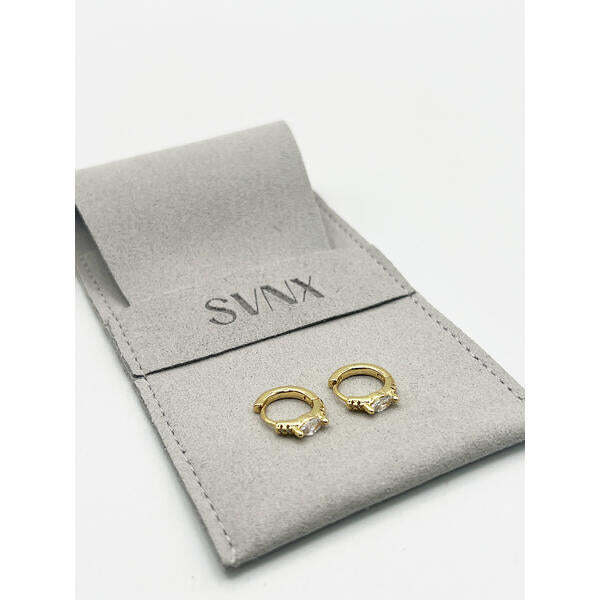 SVNX oval diamante huggie hoops stainless steel (British brand)