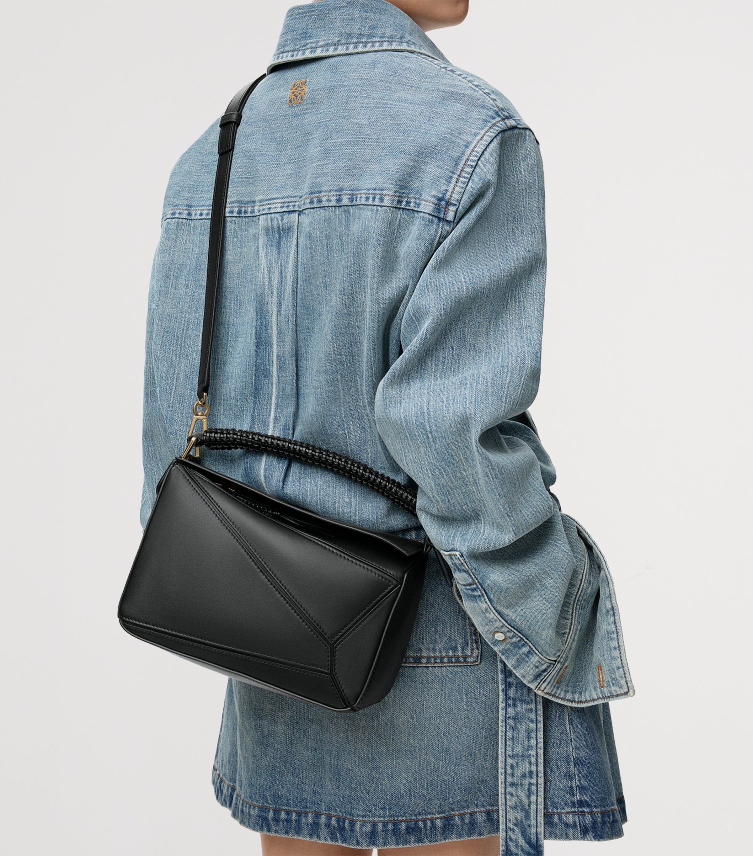 LOEWE small leather woven top-handle bag, UK version