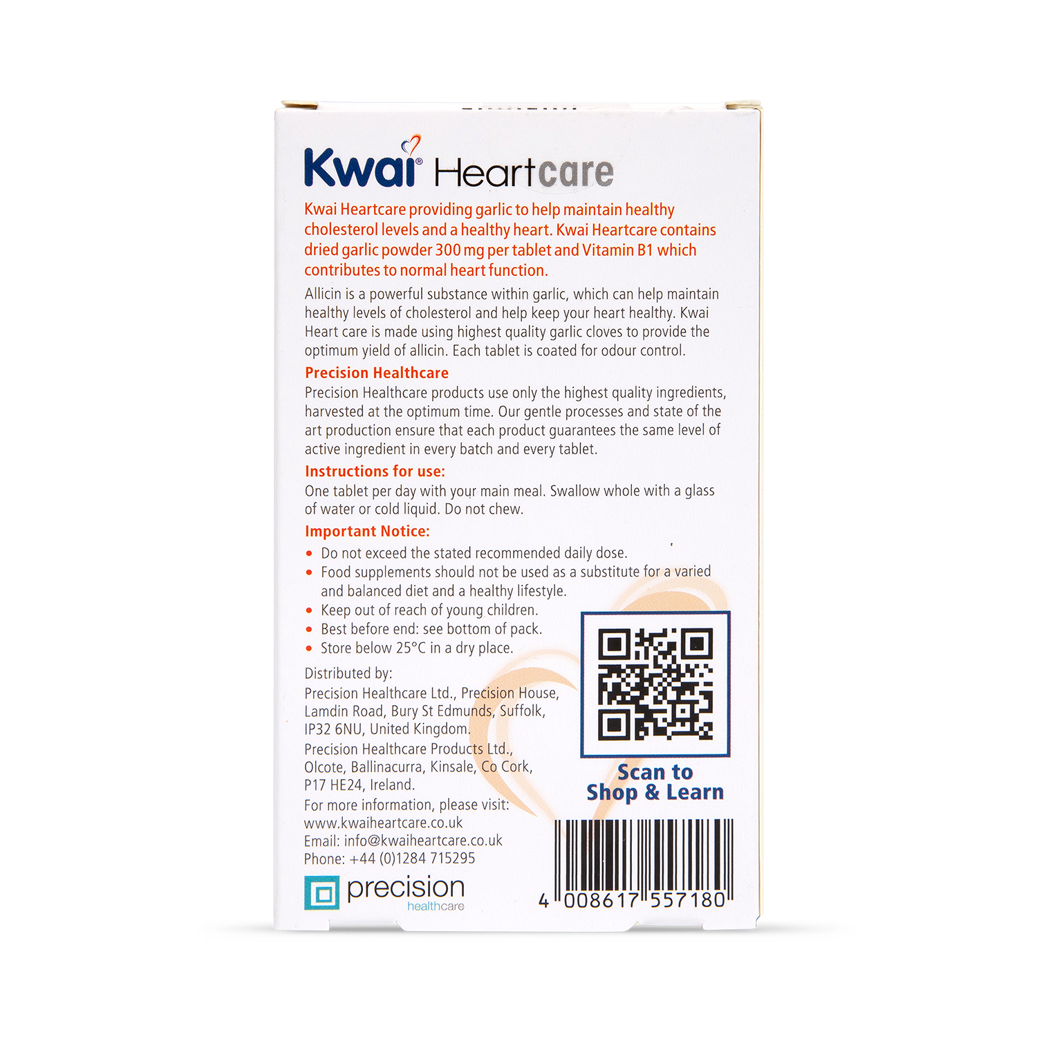 Kwai Heartcare garlic tablets 30 Tablets, imported from the UK