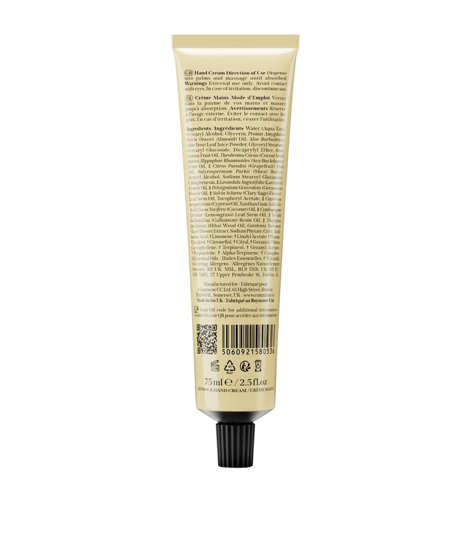 Commune Seymour hand cream 75ml moisturising formula, UK version