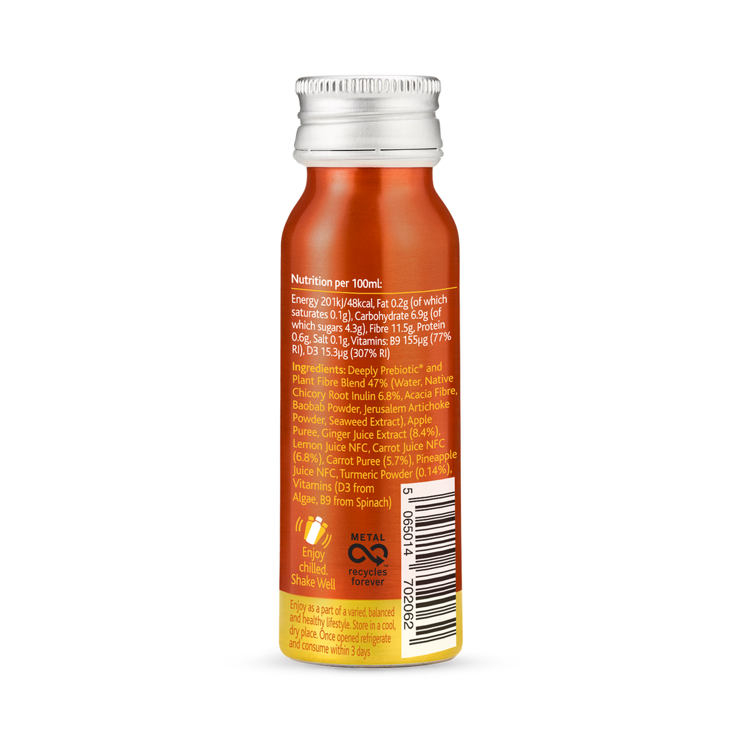 Deeply Gut Health Mat Med Prebiotisk Plantefiber Gulrot Ingefær Med Gurkemeie 65ml