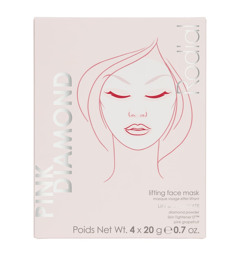 Rodial Pink Diamond Lifting Face Mask 4 x 20g, imported from the UK