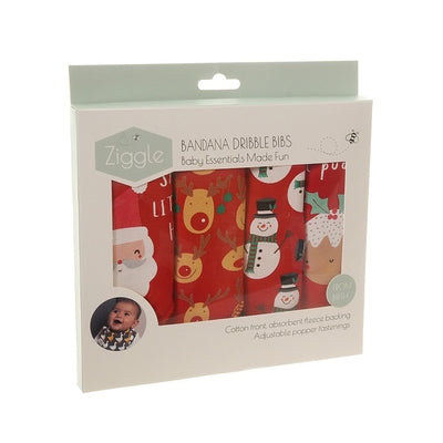 Superdrug Ziggle Christmas Reds Bandana Dribble Bib Set Pack of 4- Buy online at McGrocer