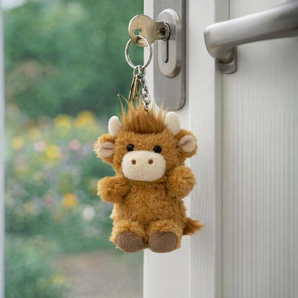 Aroma Home Harris Highland Cow keyring, UK version