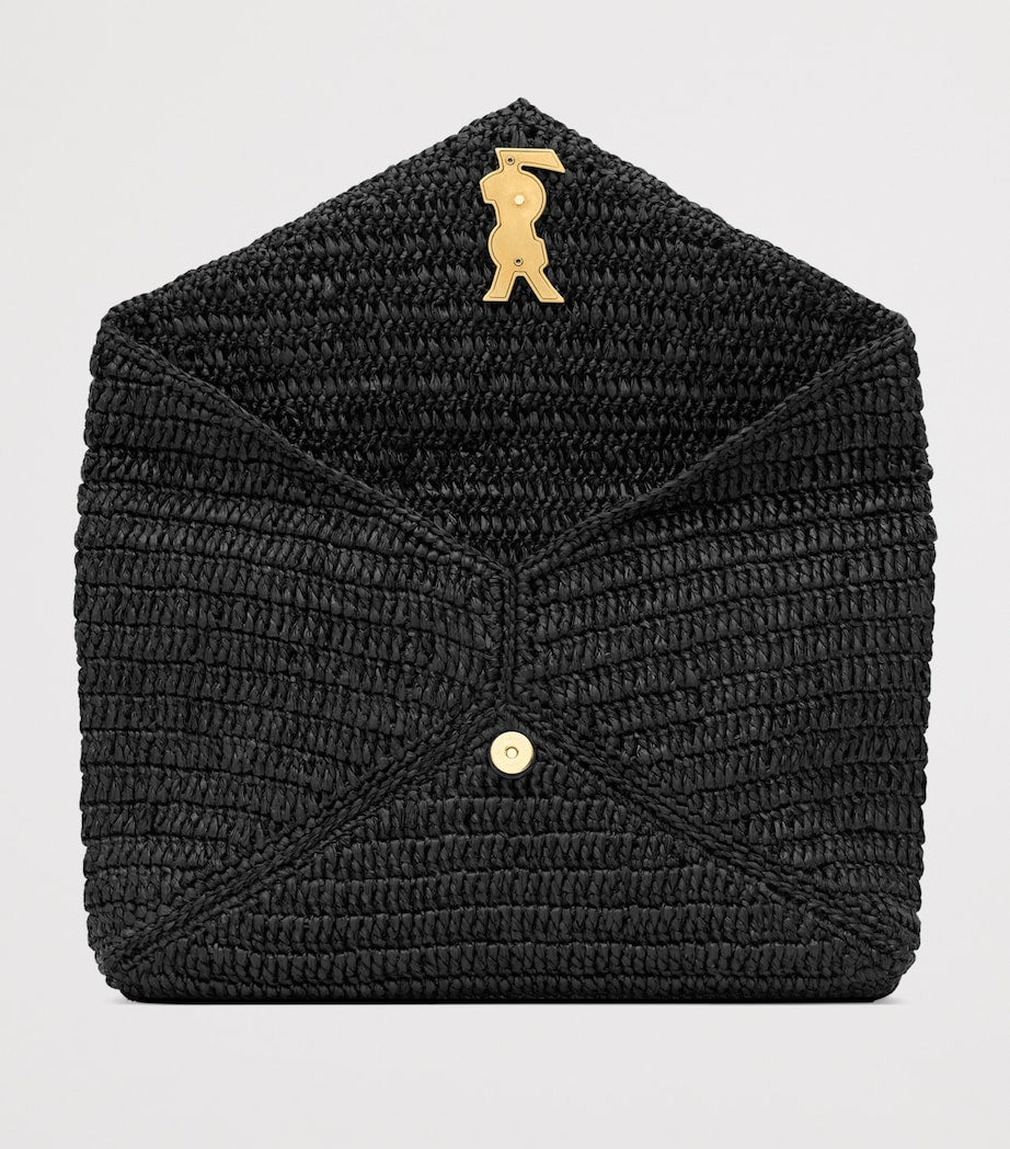 Saint Laurent Cassandre raffia envelope pouch, imported from the UK