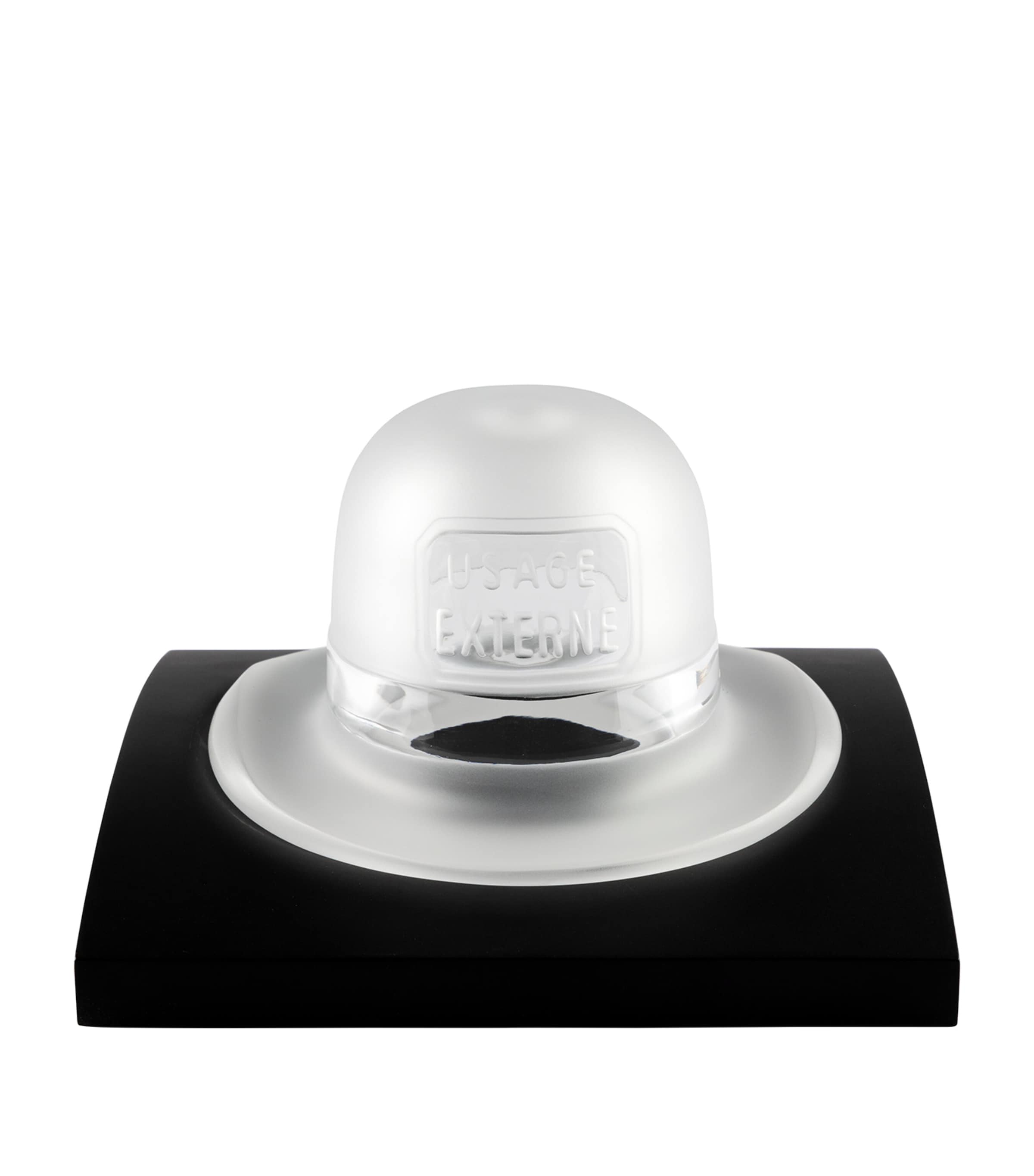 Lalique René Magritte Bowling Hat Crystal Sculpture, UK version