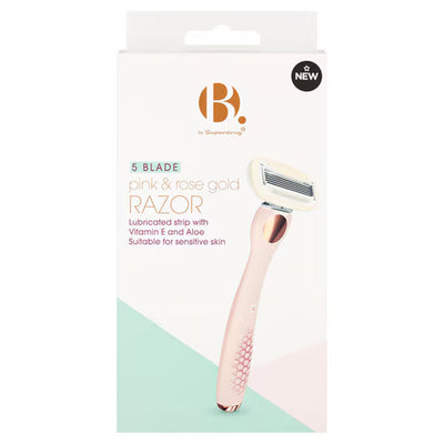 Superdrug B. 5 Blade Pink and Rose Gold Razor- Buy online at McGrocer