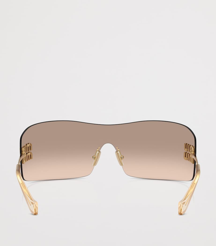 Lunettes de soleil bouclier sans monture Miu Miu avec branches en métal (marque britannique)