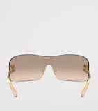Lunettes de soleil bouclier sans monture Miu Miu avec branches en métal (marque britannique)