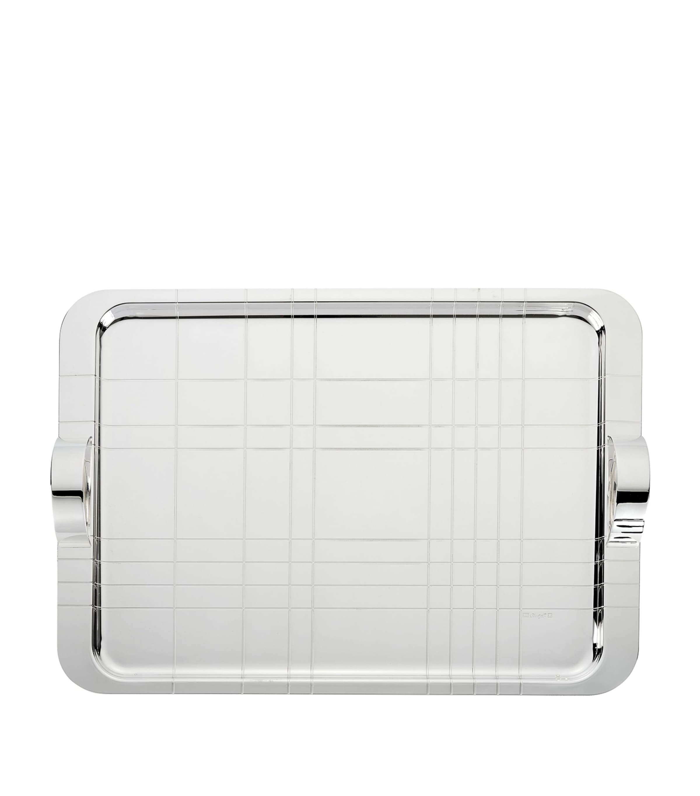 Christofle Silver-Plated Graphik Handheld Tray 45cm x 32cm - British product