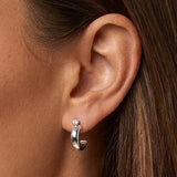 MUCHV sterling silver huggie hoop earrings with cubic zirconia stone, UK version