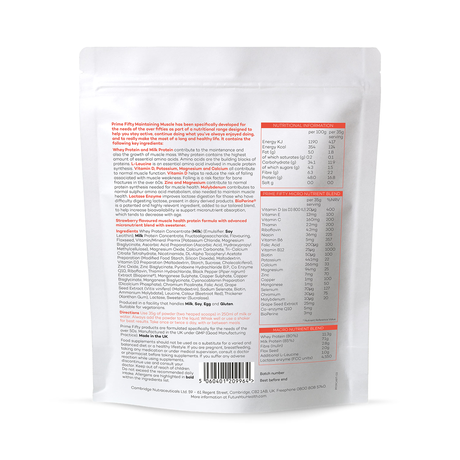 Maintaining Muscle protein powder 50+ strawberry 490g, UK version