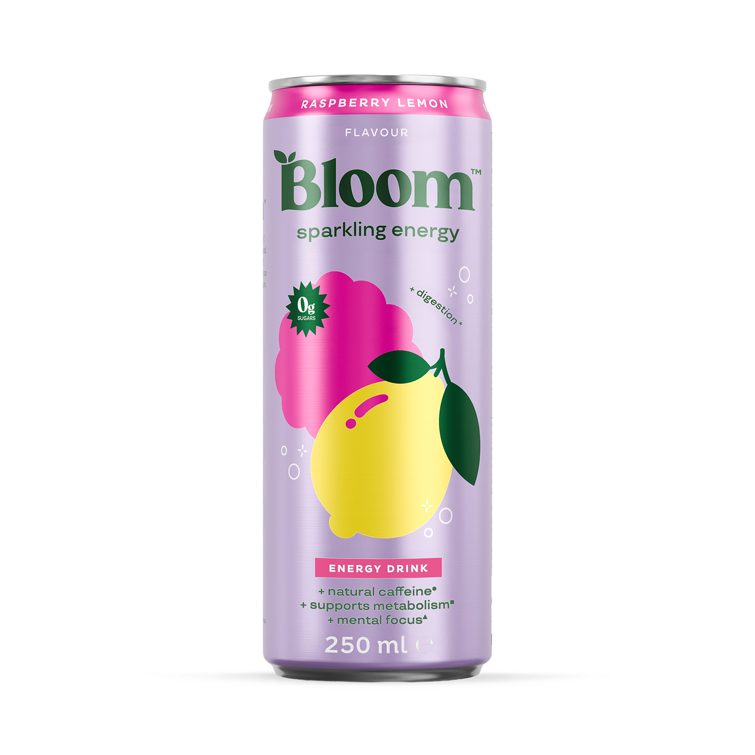 Bloom Sparkling Energy Drink Raspberry Lemon 250 ml, UK version