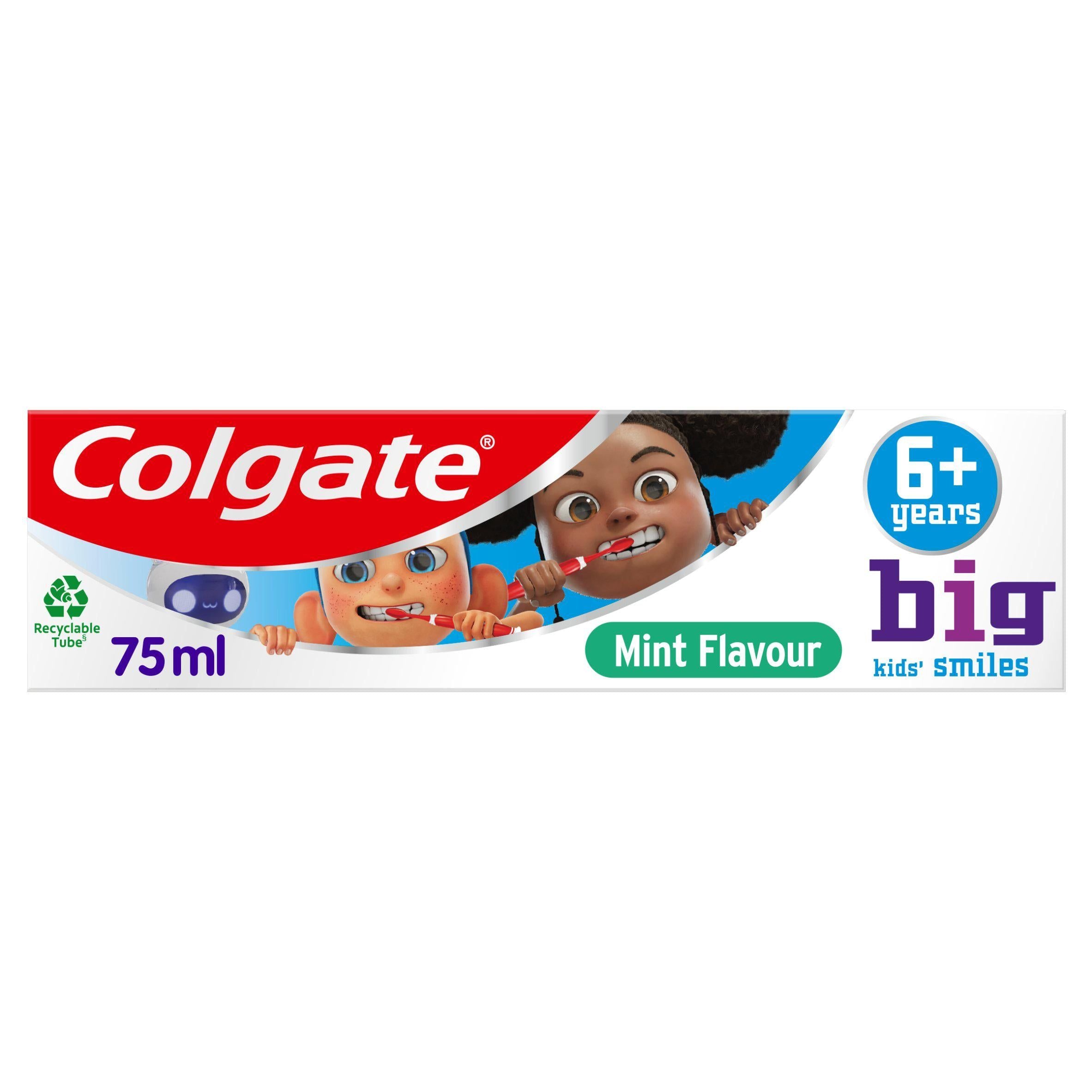 Colgate Big Kids Smiles 6+ years Mild Mint Toothpaste 75ml kids dental care Sainsburys   