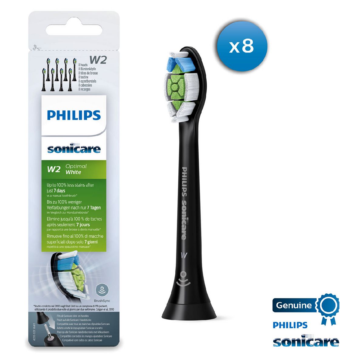 Philips Sonicare Optimal White BrushSync-Enabled Replacement Heads Black (8 pack) HX6068/13 GOODS Boots   