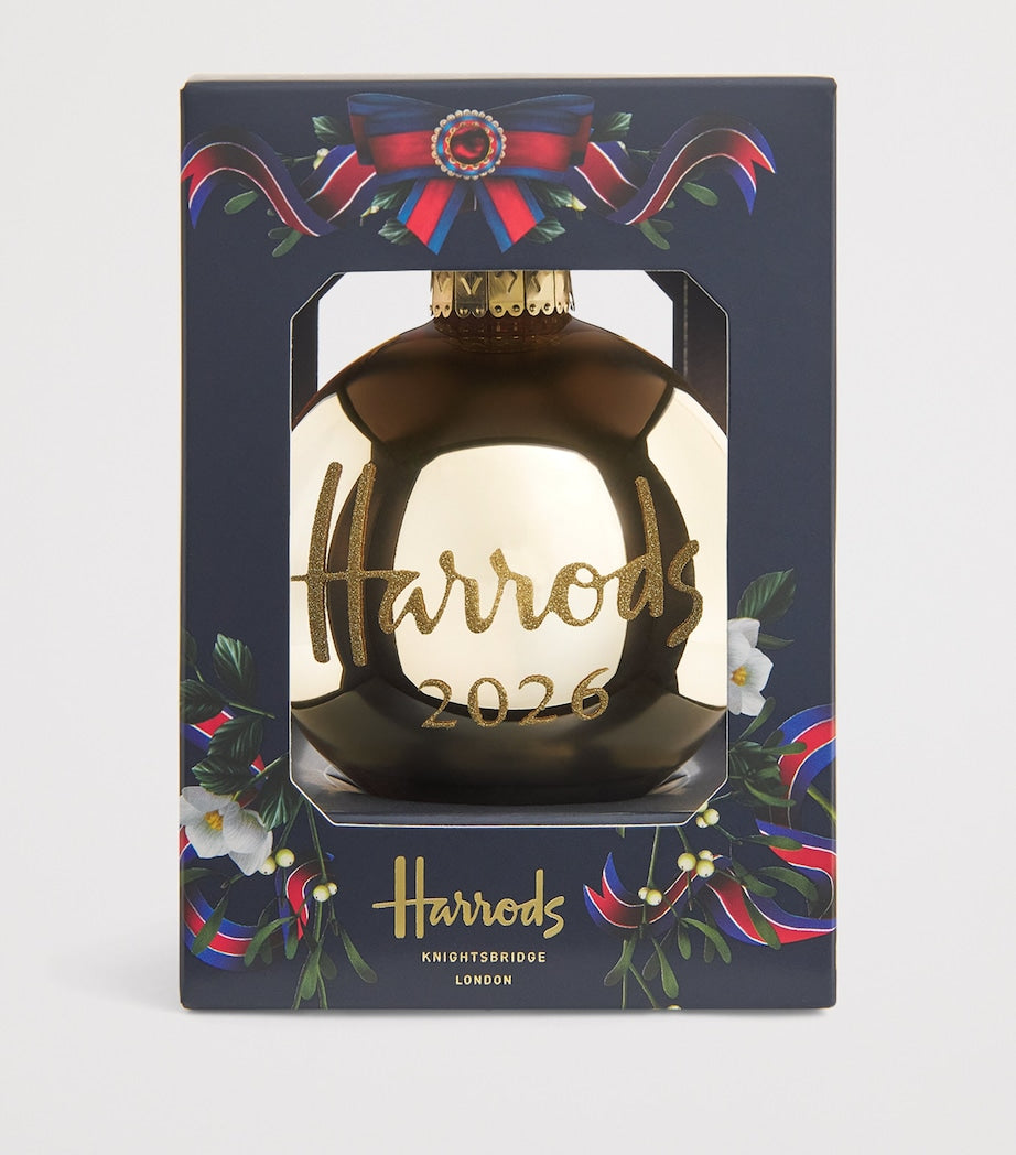 Harrods 2026 bauble glass ornament with velvet loop - British product