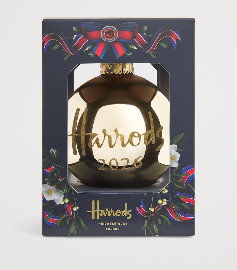 Harrods 2026 bauble glass ornament with velvet loop - British product