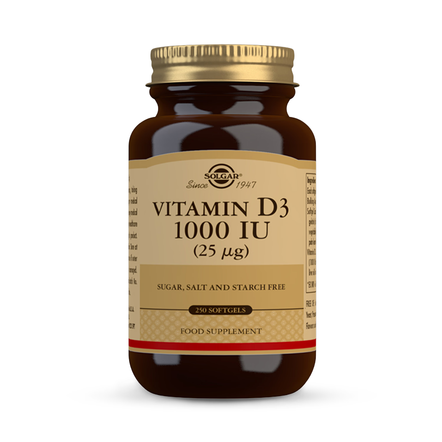 Solgar Vitamin D3 1000 IU softgels 250 count, imported from the UK