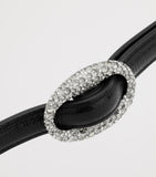 Saint Laurent leather oval belt with crystal buckle - British product