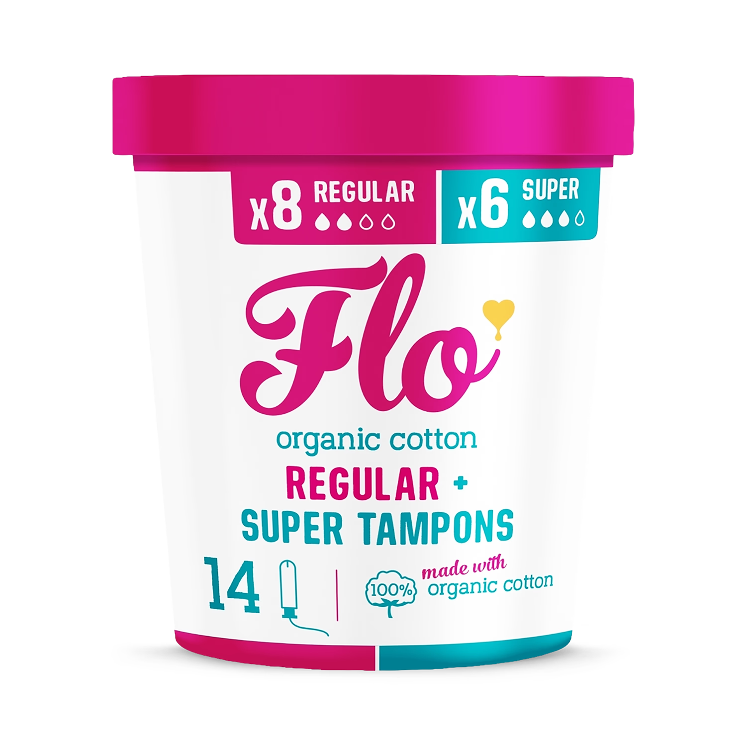 Flo Organic Cotton Applicator Tampon 14 Count - British product