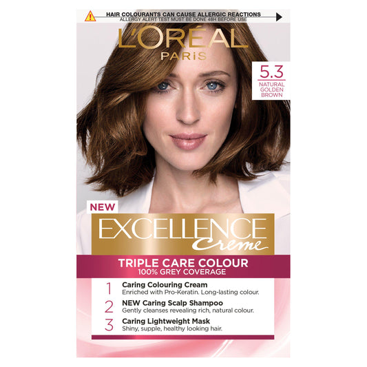 L'Oreal Paris Excellence Permanent Hair Dye Natural Golden Brown 5.3 Beauty at home Sainsburys   