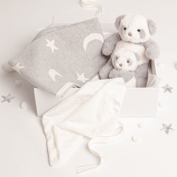 Babbico Grey Panda Toy, Blanket & Comforter Baby Gift Set GOODS Superdrug   