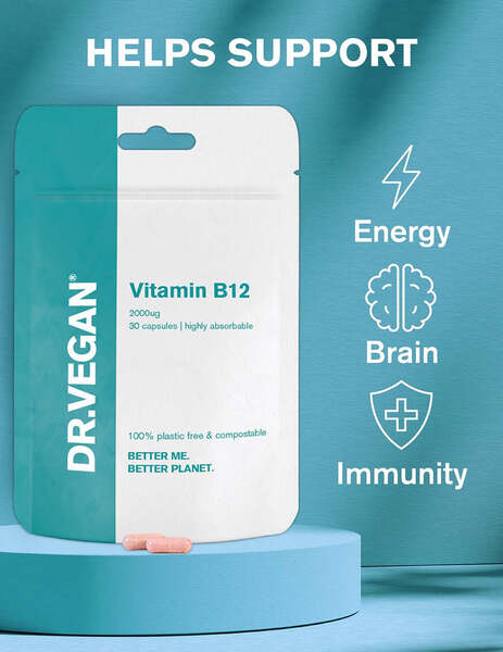 DR.VEGAN Vitamin B12 supplement 30 capsules, UK version