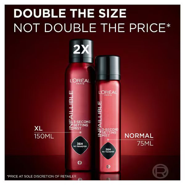 L'Oréal Paris Makeup Setting Spray Mist XL 150ml, UK version