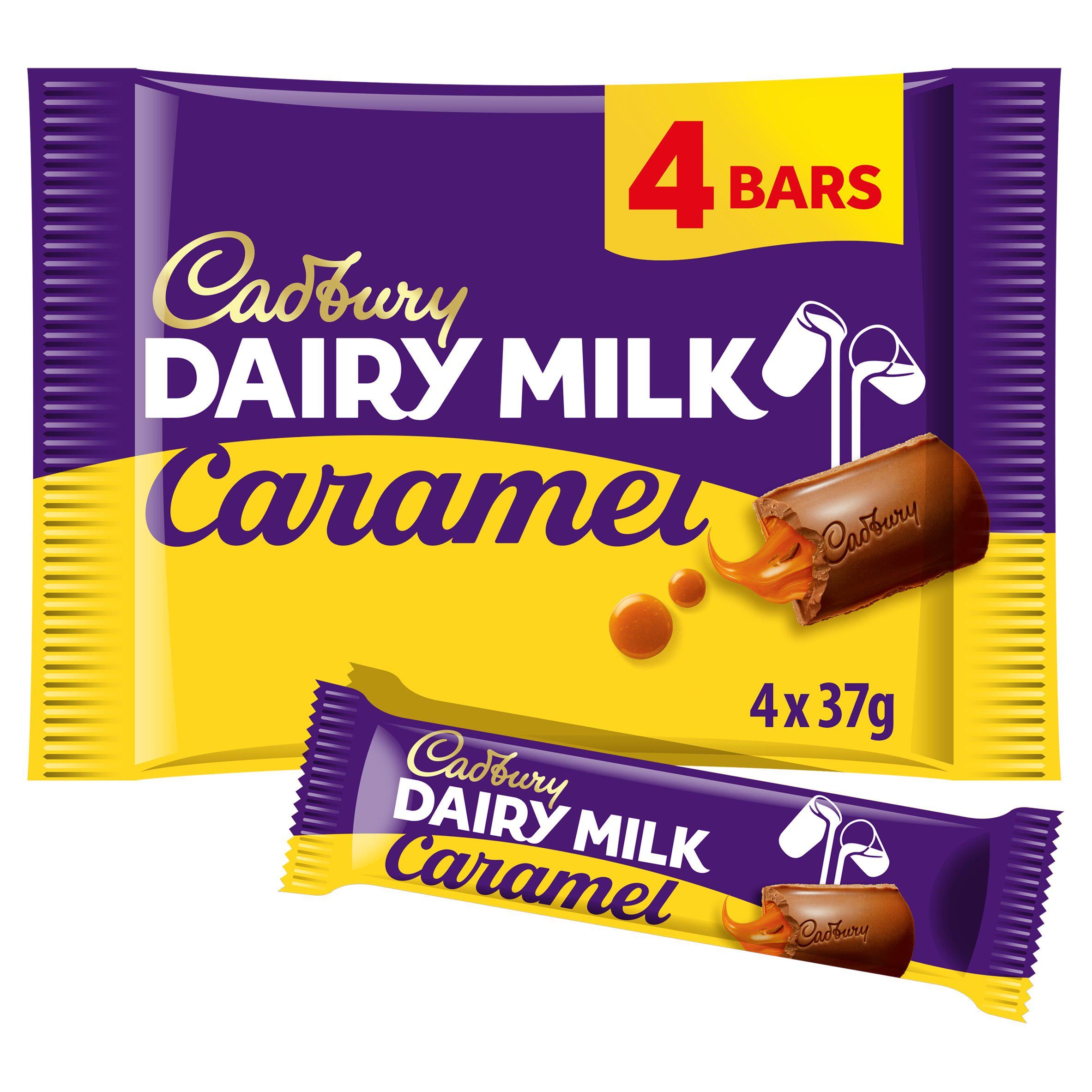 Cadbury Dairy Milk Caramel Chocolate Bar Multipack x4 148g GOODS Sainsburys   