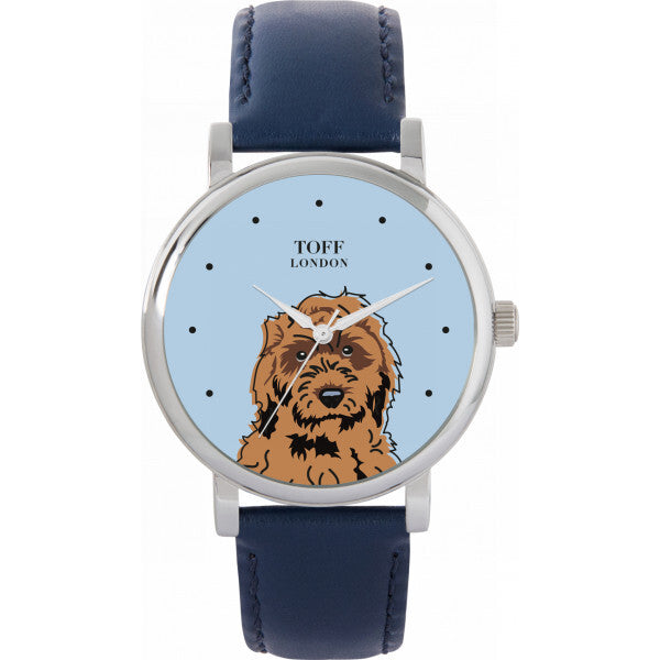 Toff London ladies watch with cockapoo dog head design 38mm, imported from the UK