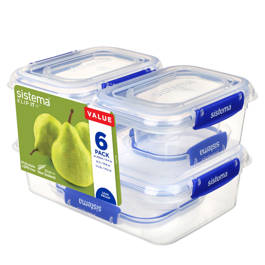 Sistema Klip It Plus Rectangular Food Storage Essentials 6 Pack GOODS ASDA   