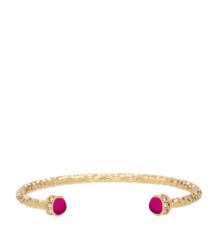 Halcyon Days gold-plated open bangle with pink enamel, UK version