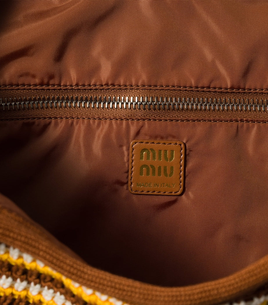 Miu Miu heklet Ivy tote bag stripe design - UK-versjon