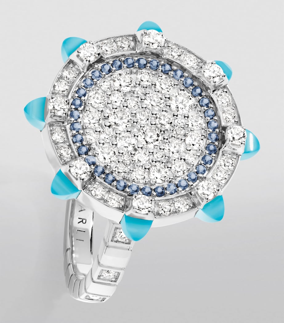 Marli New York white gold diamond and sapphire ring (British brand)
