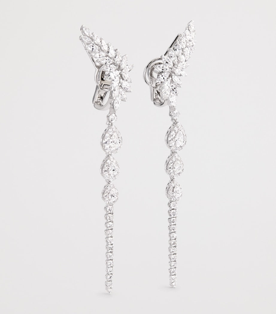 Yeprem white gold and diamond pearlescent drop earrings - British product