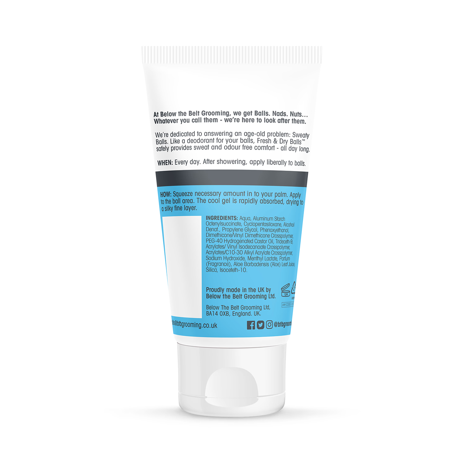 Below the Belt intimate deodorant Fresh & Dry Balls Cool 75ml, UK version