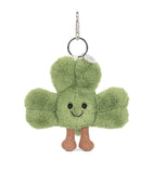 Jellycat shamrock bag charm with ultra-plush material and corduroy boots, UK version