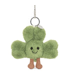 Jellycat shamrock bag charm with ultra-plush material and corduroy boots, UK version