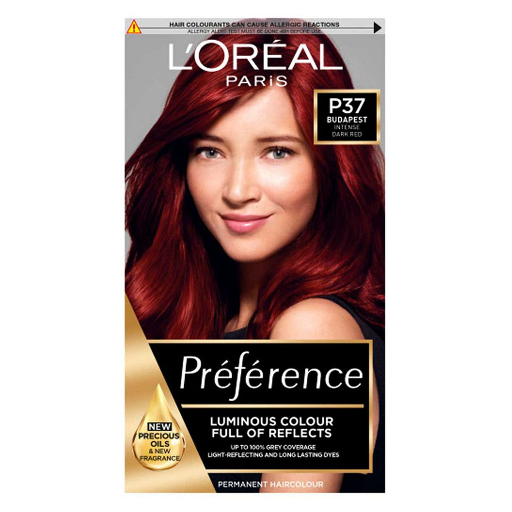 L’Oréal Paris Preference Permanent Hair Dye, Luminous Colour, Intense Dark Red P37