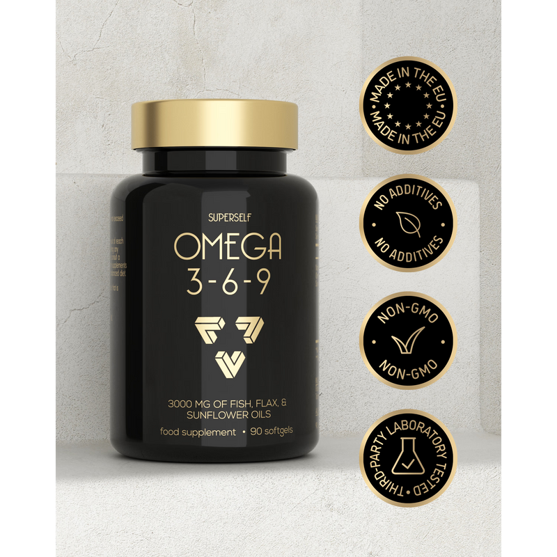 SuperSelf omega supplement 3000mg 90 softgels, UK version