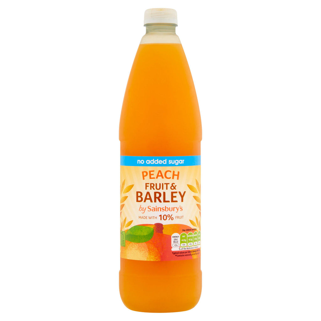 Sainsbury's Fruit and Barley Peach No added Sugar 1L