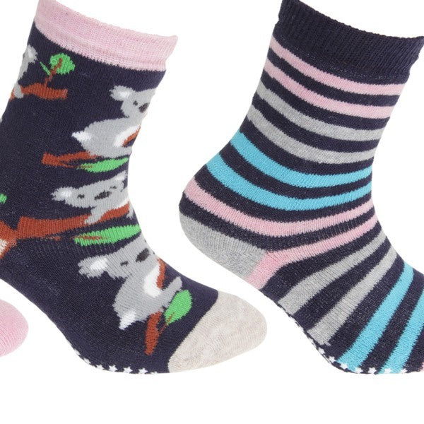 FLOSO rens Girls Cotton Rich Gripper Socks (3 Pairs) (6-8.5)