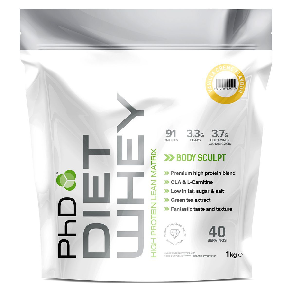 PhD Diet Whey Protein Powder - Vanilla Crème (1kg) All Boots   