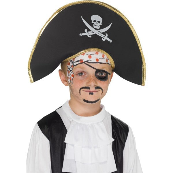 Smiffys pirate captain hat with skull and crossbones, imported from the UK
