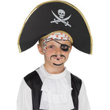 Smiffys pirate captain hat with skull and crossbones, imported from the UK