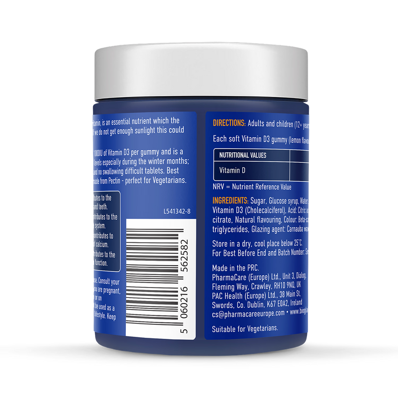 Bioglan Vitamin D3 gummies lemon flavour 60 pack - British product